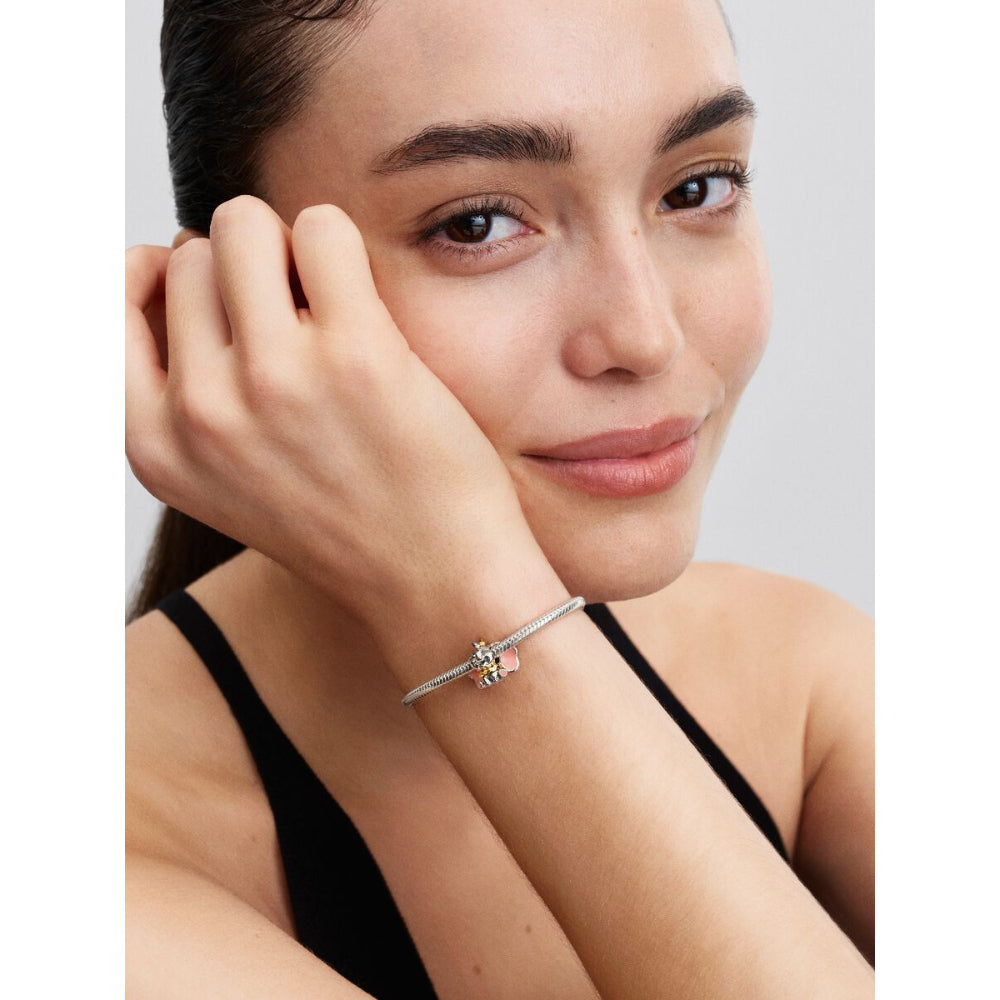 14K Gold-Plated Disney Dumbo Sterling Silver with Glittery Pink and Purple Enamel Charm image 2