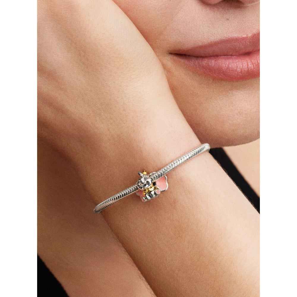 14K Gold-Plated Disney Dumbo Sterling Silver with Glittery Pink and Purple Enamel Charm image 1