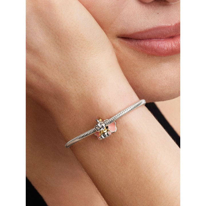 14K Gold-Plated Disney Dumbo Sterling Silver with Glittery Pink and Purple Enamel Charm image 1