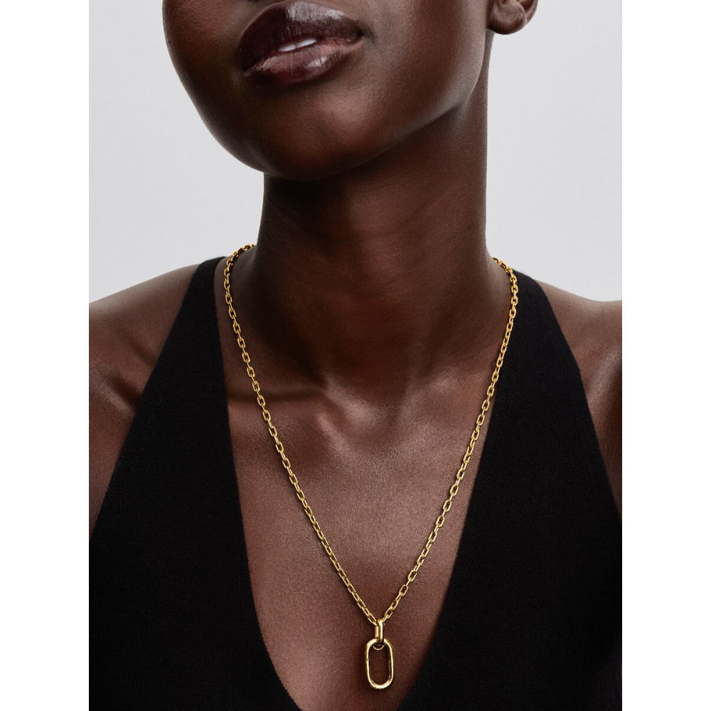 14K Gold-Plated Large Openable Link Pendant Necklace image 2