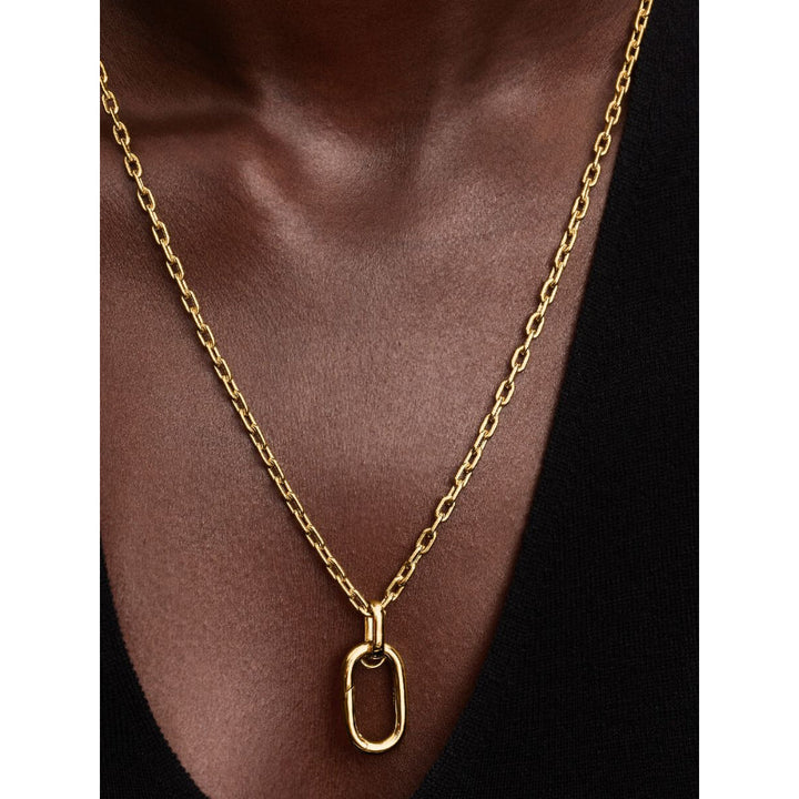 14K Gold-Plated Large Openable Link Pendant Necklace image 1