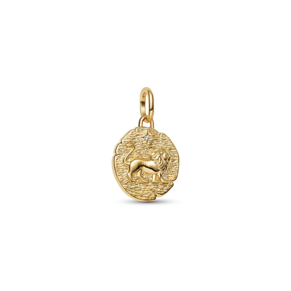 14K Gold-Plated Lion Medallion with Clear Cubic Zirconia image