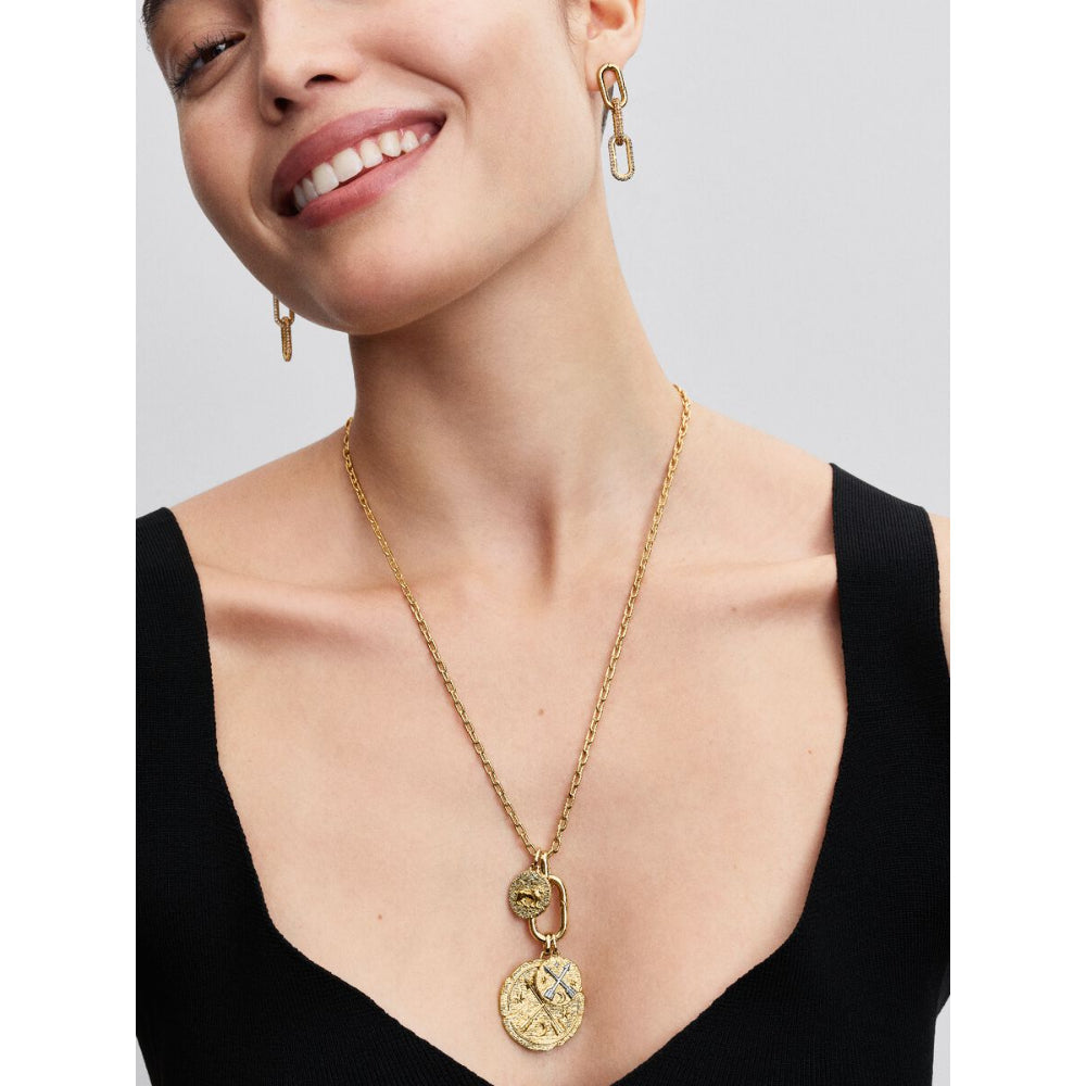 14K Gold-Plated Lion Medallion with Clear Cubic Zirconia image 3