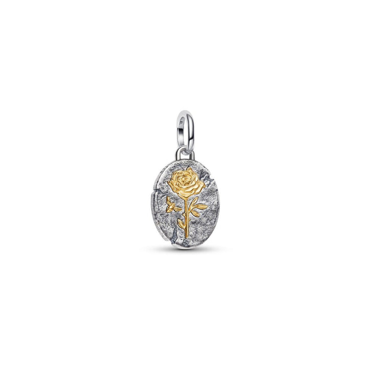 14K Gold-Plated Medallion and Rose Sterling Silver image