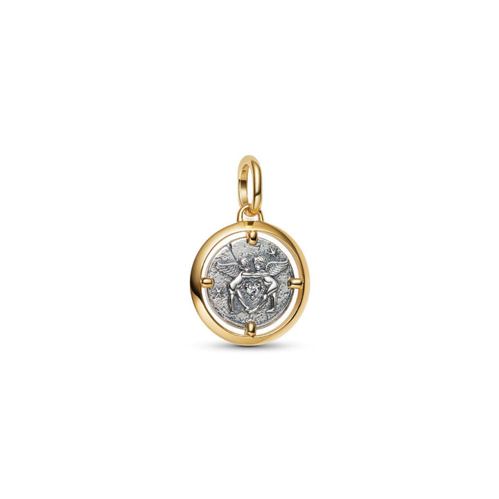 14K Gold-Plated Medallion Cupids Sterling Silver with Clear Cubic Zirconia image