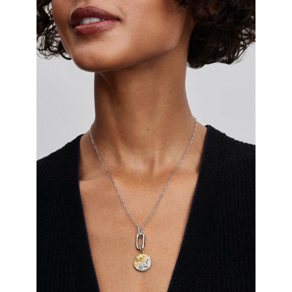 14K Gold-Plated Medallion Sun and Moon Sterling Silver with Clear Cubic Zirconia image 2