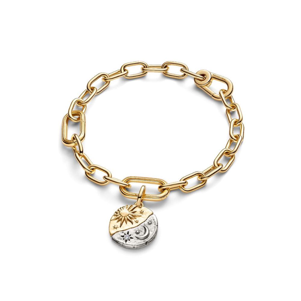 14K Gold-Plated Medallion Sun and Moon Sterling Silver with Clear Cubic Zirconia image 4