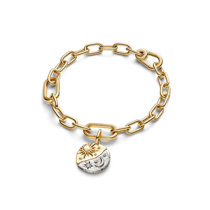 14K Gold-Plated Medallion Sun and Moon Sterling Silver with Clear Cubic Zirconia image 4