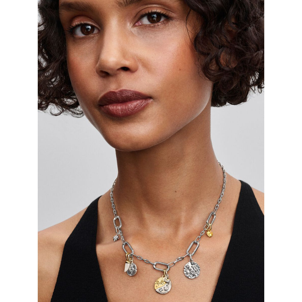 14K Gold-Plated Medallion Sun and Moon Sterling Silver with Clear Cubic Zirconia image 3