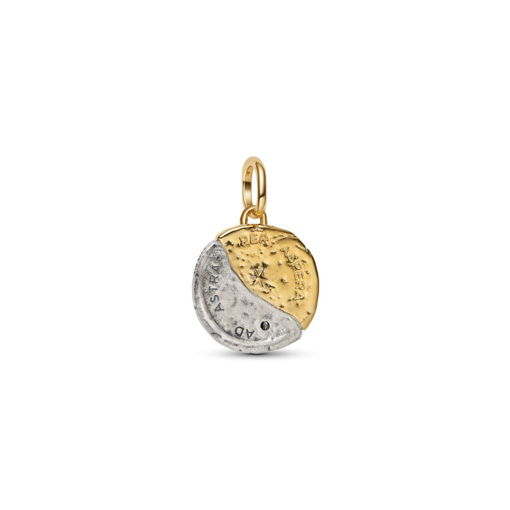 14K Gold-Plated Medallion Sun and Moon Sterling Silver with Clear Cubic Zirconia image 5