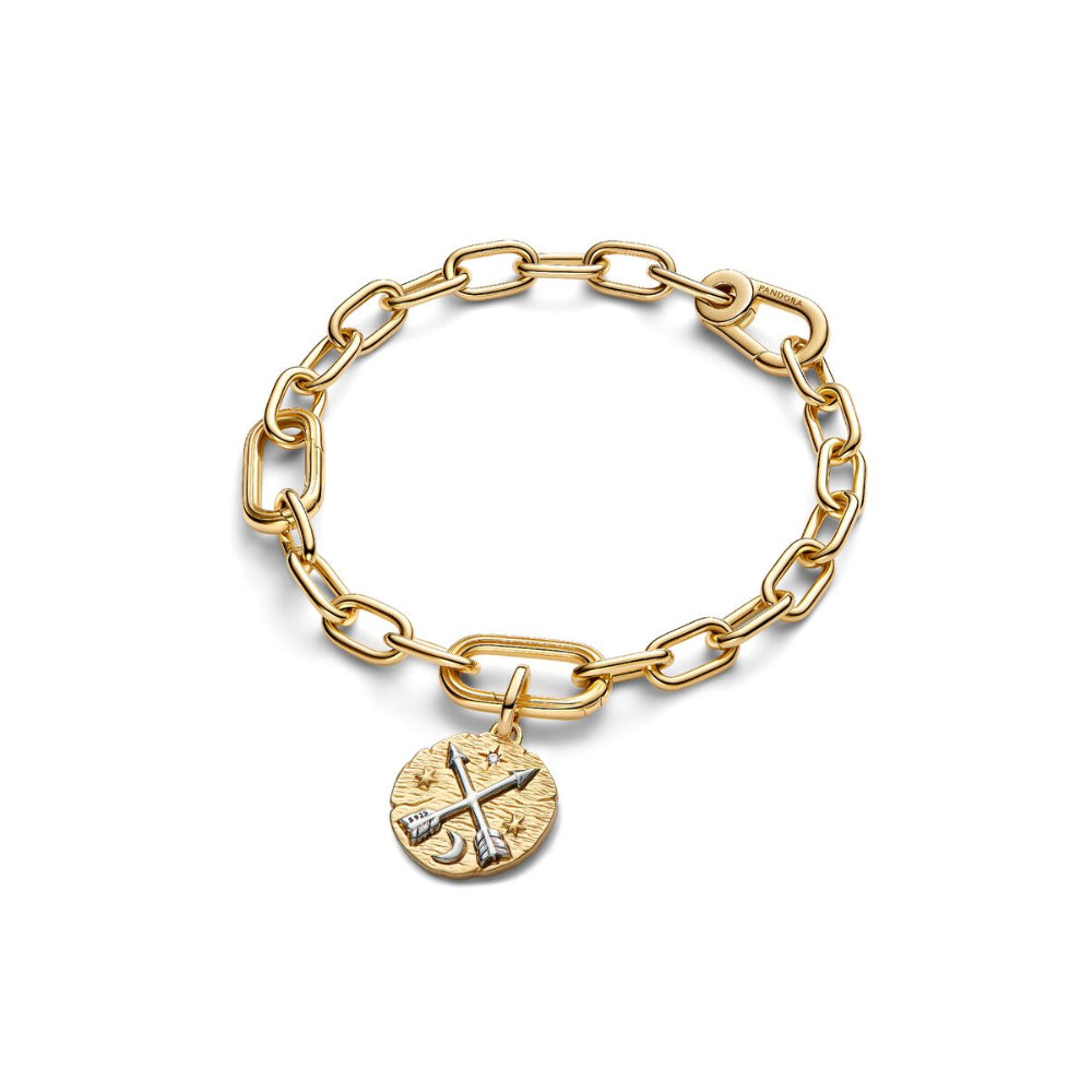 14K Gold-Plated Medallion with Crossing Arrows Sterling Silver and Clear Cubic Zirconia image 4