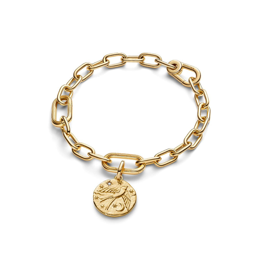 14K Gold-Plated Swallow Medallion with Clear Cubic Zirconia image 4