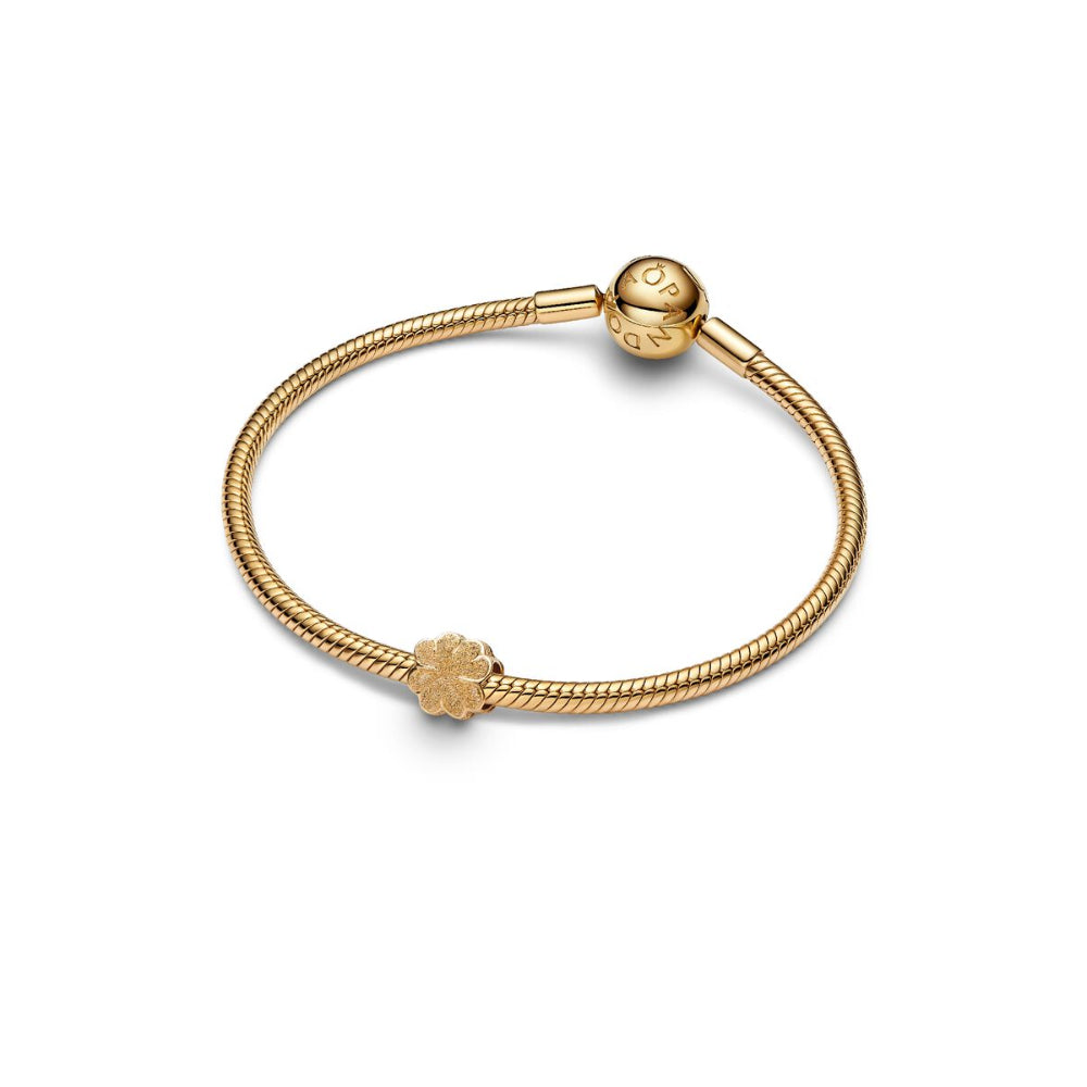 14K Gold-Plated Textured Clover Mini Charm image 4