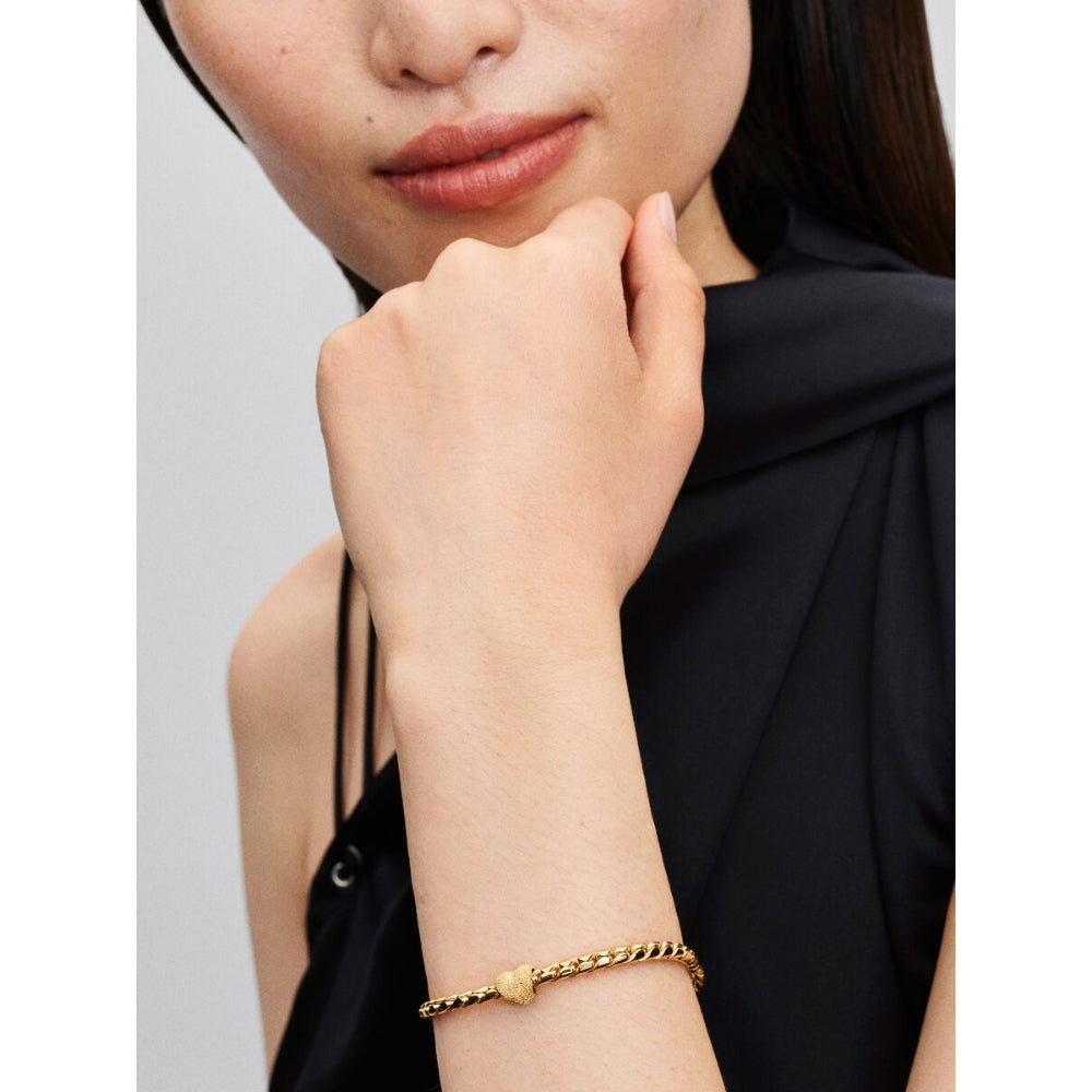 14K Gold-Plated Textured Heart Mini Charm image 1