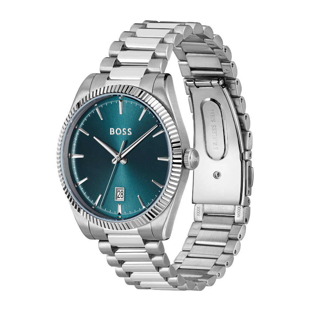 Hugo Boss Silver Cheswick Stainless Steel Blue Watch image 3