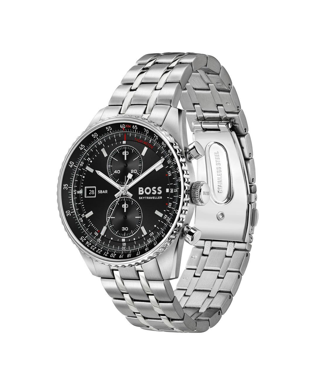 Boss Skytraveller Chronograph Watch Black Dial - Mococo