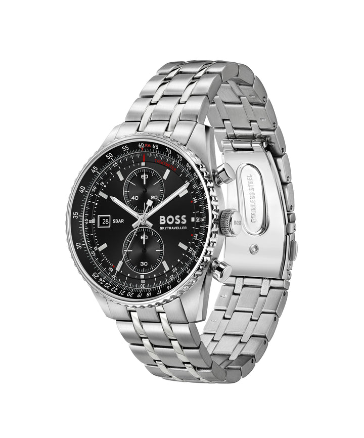 Boss Skytraveller Chronograph Watch Black Dial - Mococo