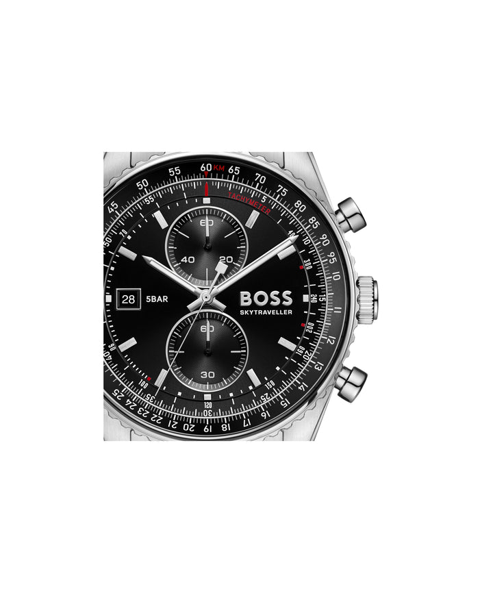 Boss Skytraveller Chronograph Watch Black Dial - Mococo