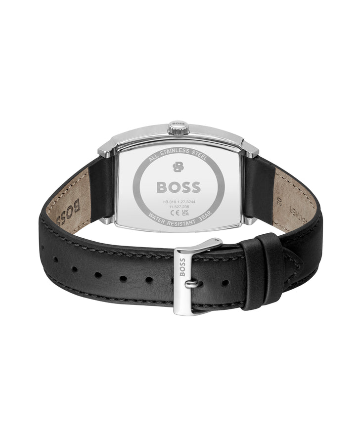Boss Principle Tonneau Strap Watch Black Leather - Mococo