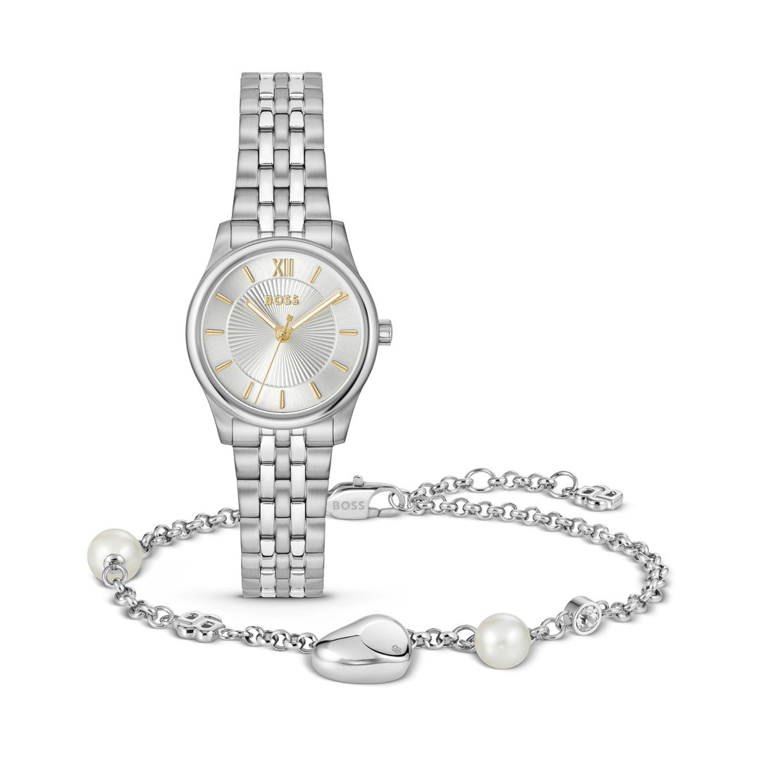 Boss Silver Graceful Mina Watch and Amara Bracelet Gift Set