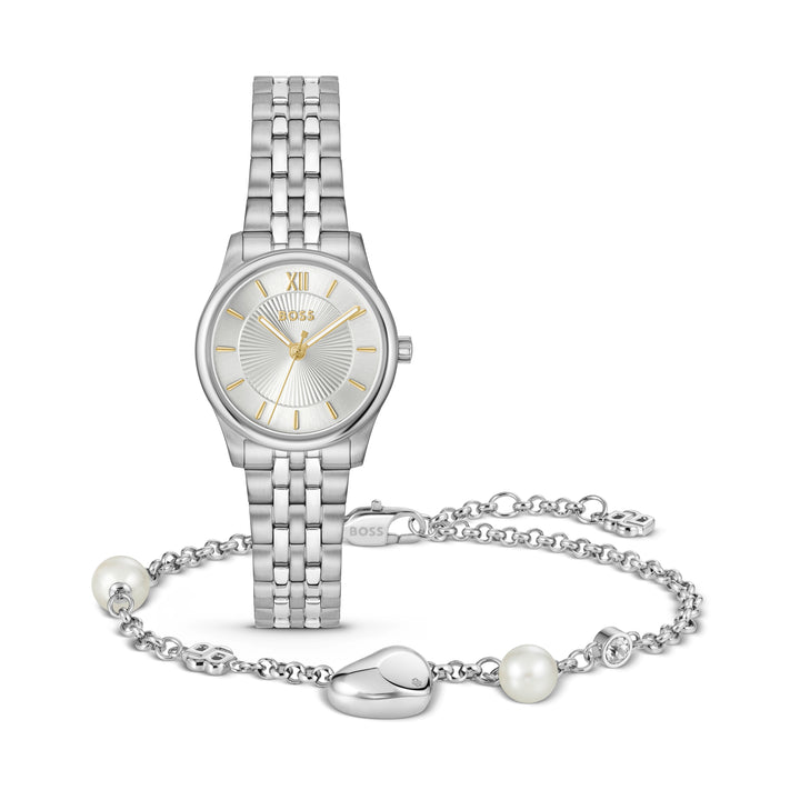 Boss Silver Graceful Mina Watch and Amara Bracelet Gift Set