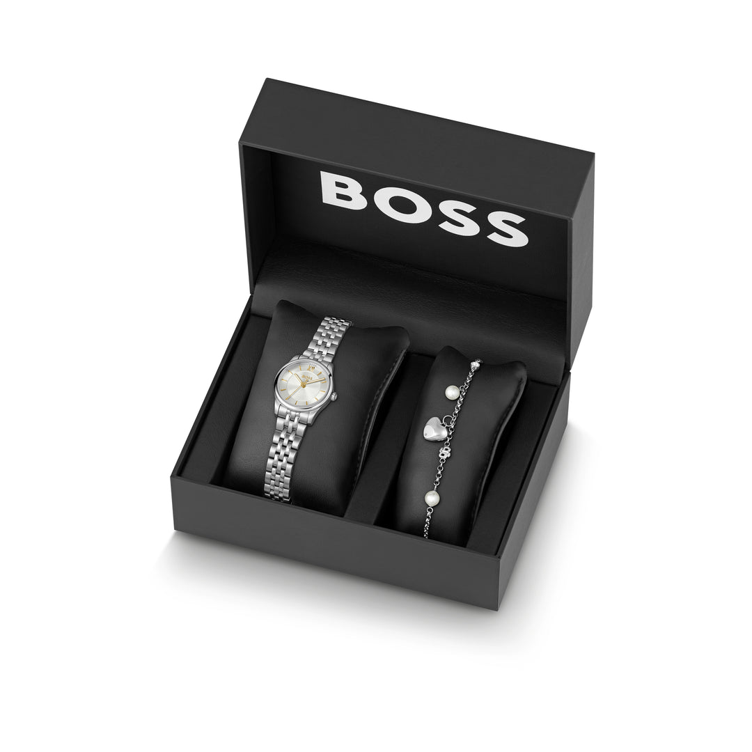 Boss Silver Graceful Mina Watch and Amara Bracelet Gift Set