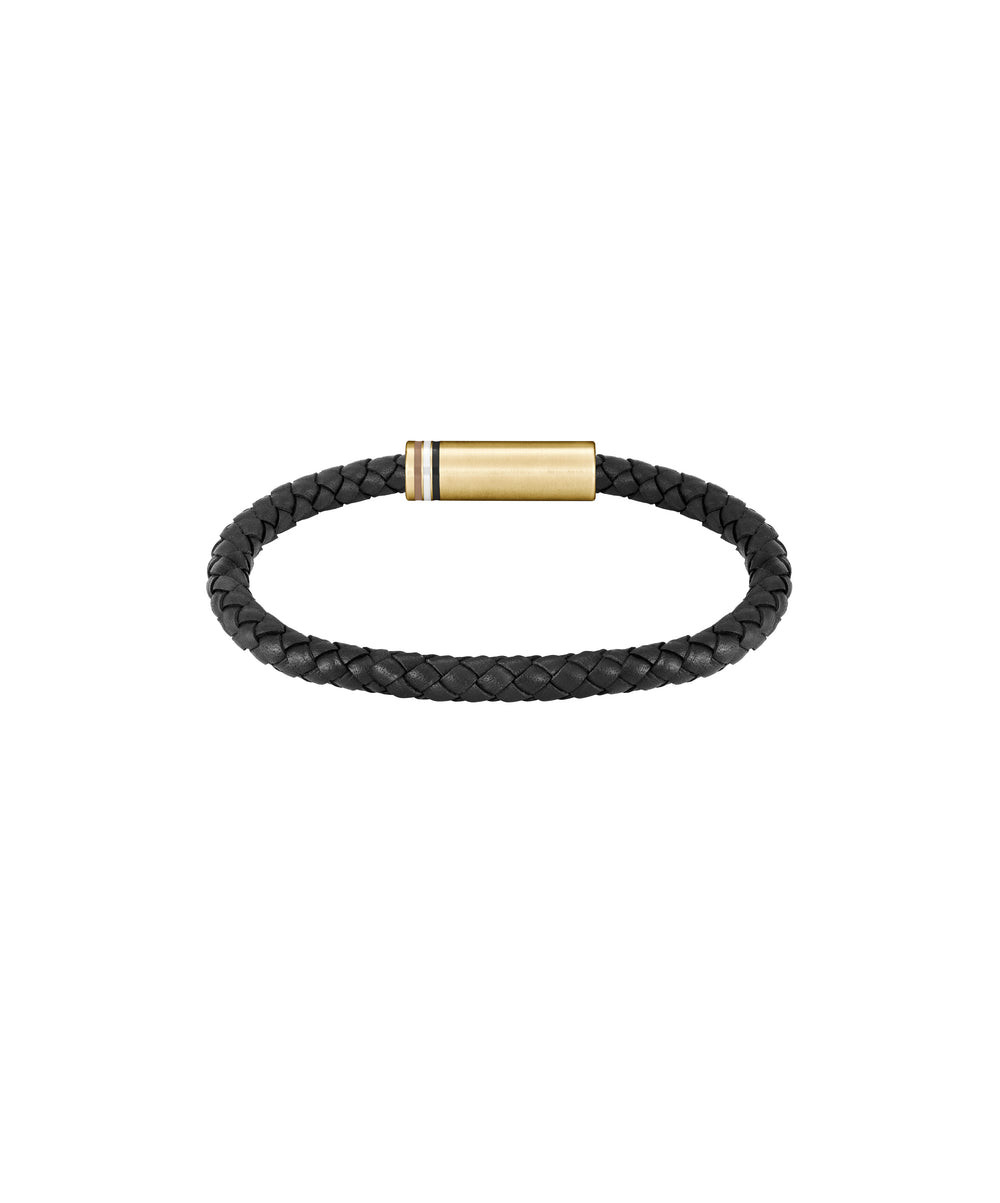 Boss Ares Black Braided Leather Cuff - Mococo