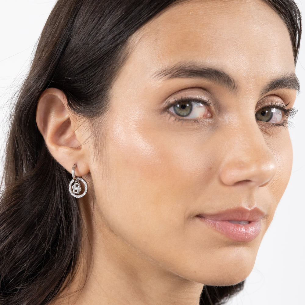 Hugo Boss Silver Double B Divine Stainless Steel Hoop Earrings image 1