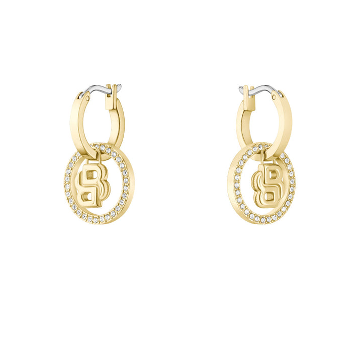 Hugo Boss Gold Double B Divine Stainless Steel Hoop Earrings image