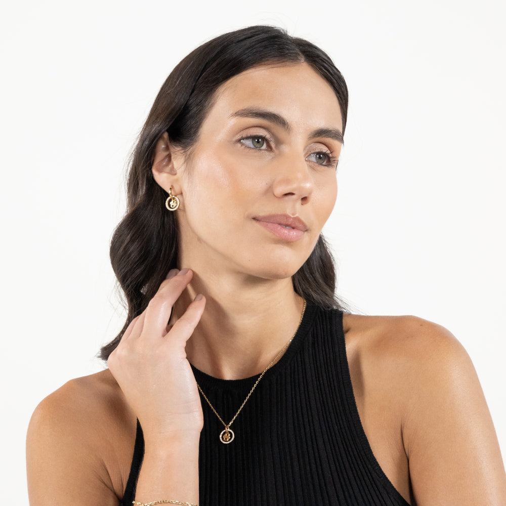 Hugo Boss Gold Double B Divine Stainless Steel Hoop Earrings image 1