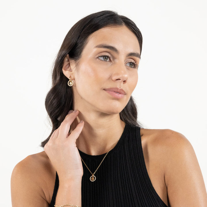Hugo Boss Gold Double B Divine Stainless Steel Hoop Earrings image 1
