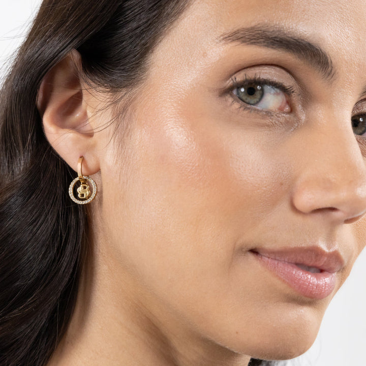 Hugo Boss Gold Double B Divine Stainless Steel Hoop Earrings image 2