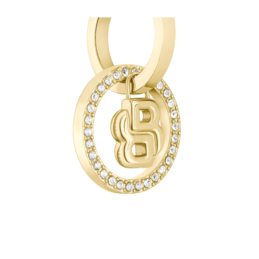 Hugo Boss Gold Double B Divine Stainless Steel Hoop Earrings image 3