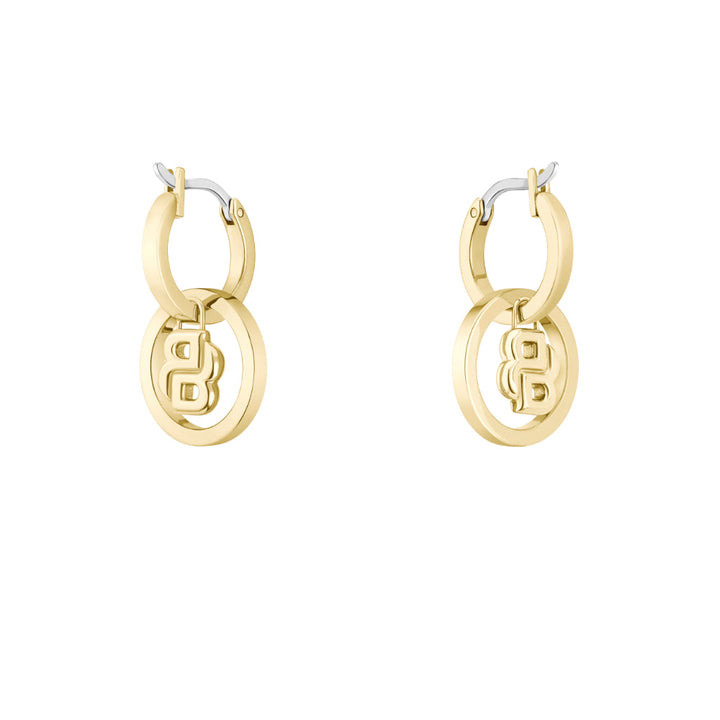 Hugo Boss Gold Double B Divine Stainless Steel Hoop Earrings image 4