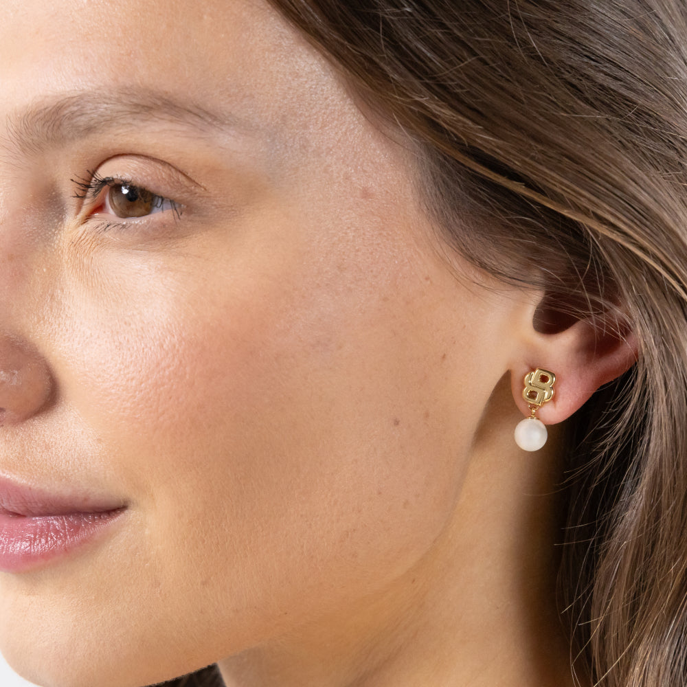 Hugo Boss Gold Double B Mirelle Stainless Steel Stud Earrings image 2