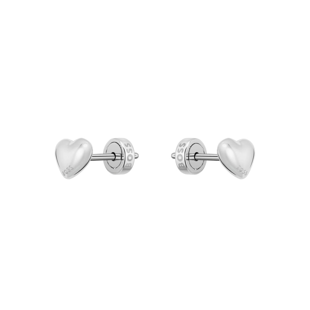 Hugo Boss Silver Mini Honey Hearts Stainless Steel Stud Earrings image