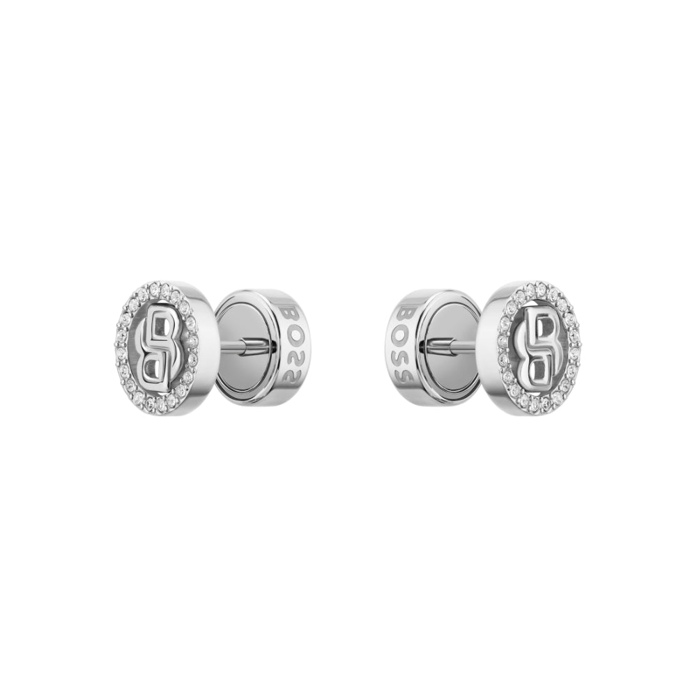 Hugo Boss Silver Double B Divine Stainless Steel Stud Earrings image