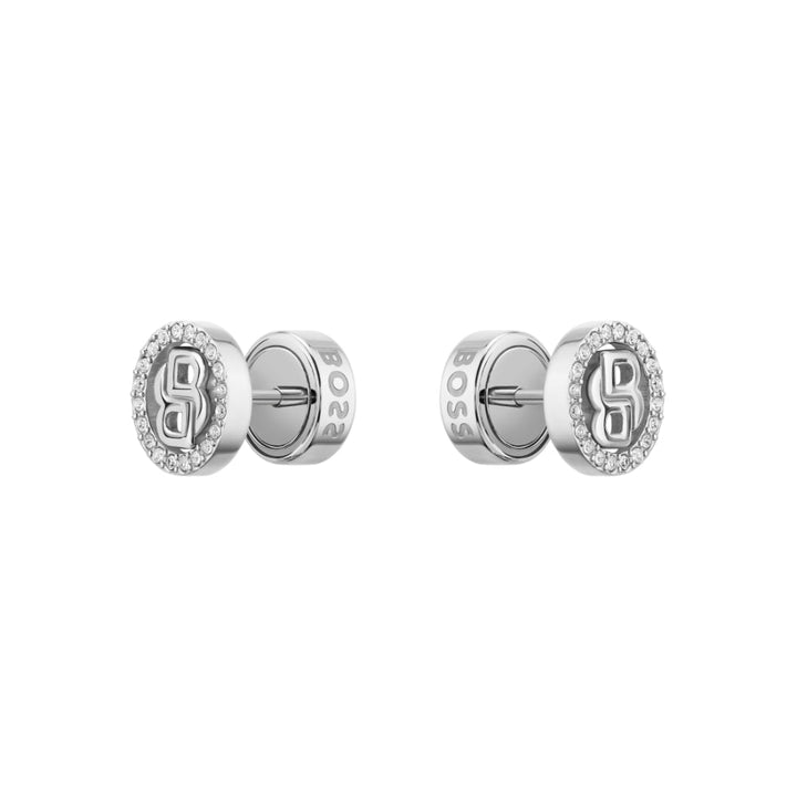 Hugo Boss Silver Double B Divine Stainless Steel Stud Earrings image