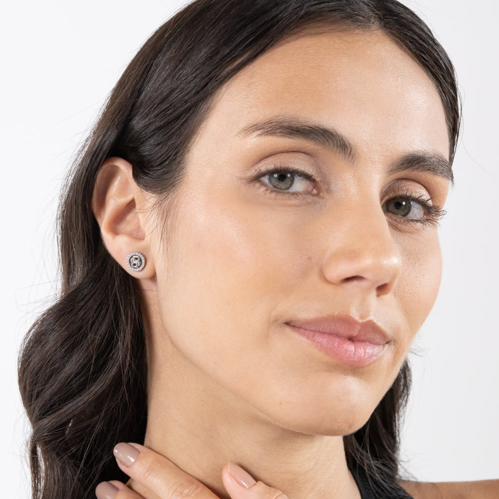 Hugo Boss Silver Double B Divine Stainless Steel Stud Earrings image 1