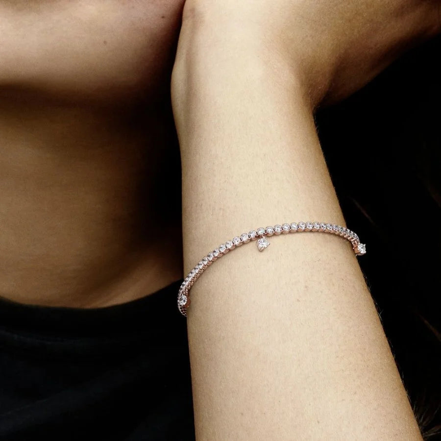 Pandora Rose Gold Sparkling Drop Tennis Bracelet