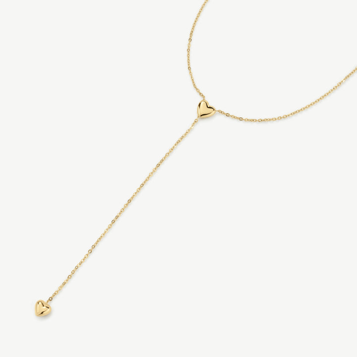 D.Louise Mini Heart Lariat Necklace Gold - Mococo