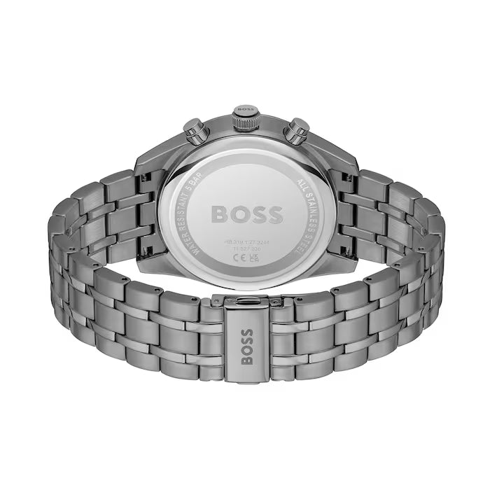 Hugo Boss Silver and Grey Skytraveller Round Mens Chronograph Watch