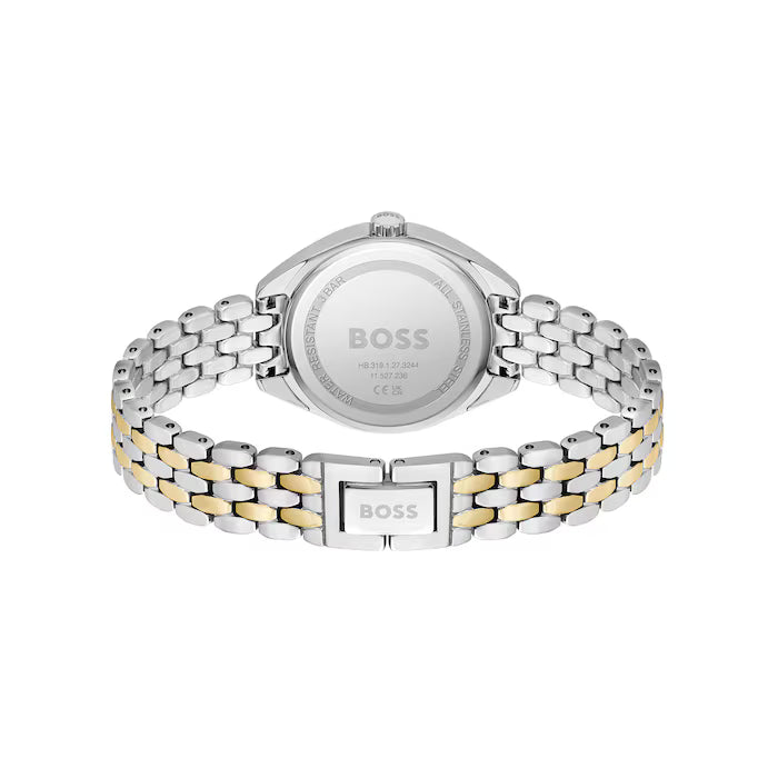 Hugo Boss Gold, Silver and White Mae Round Ladies Link Bracelet Watch