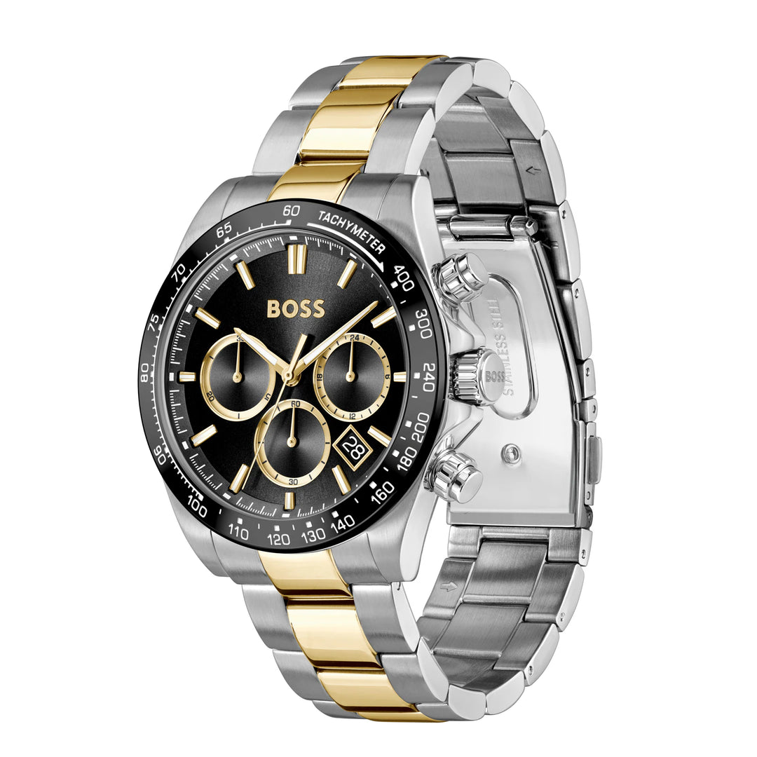 Hugo Boss Silver and Black Hero 2.0 Round Gents Bi Colour Bracelet Watch