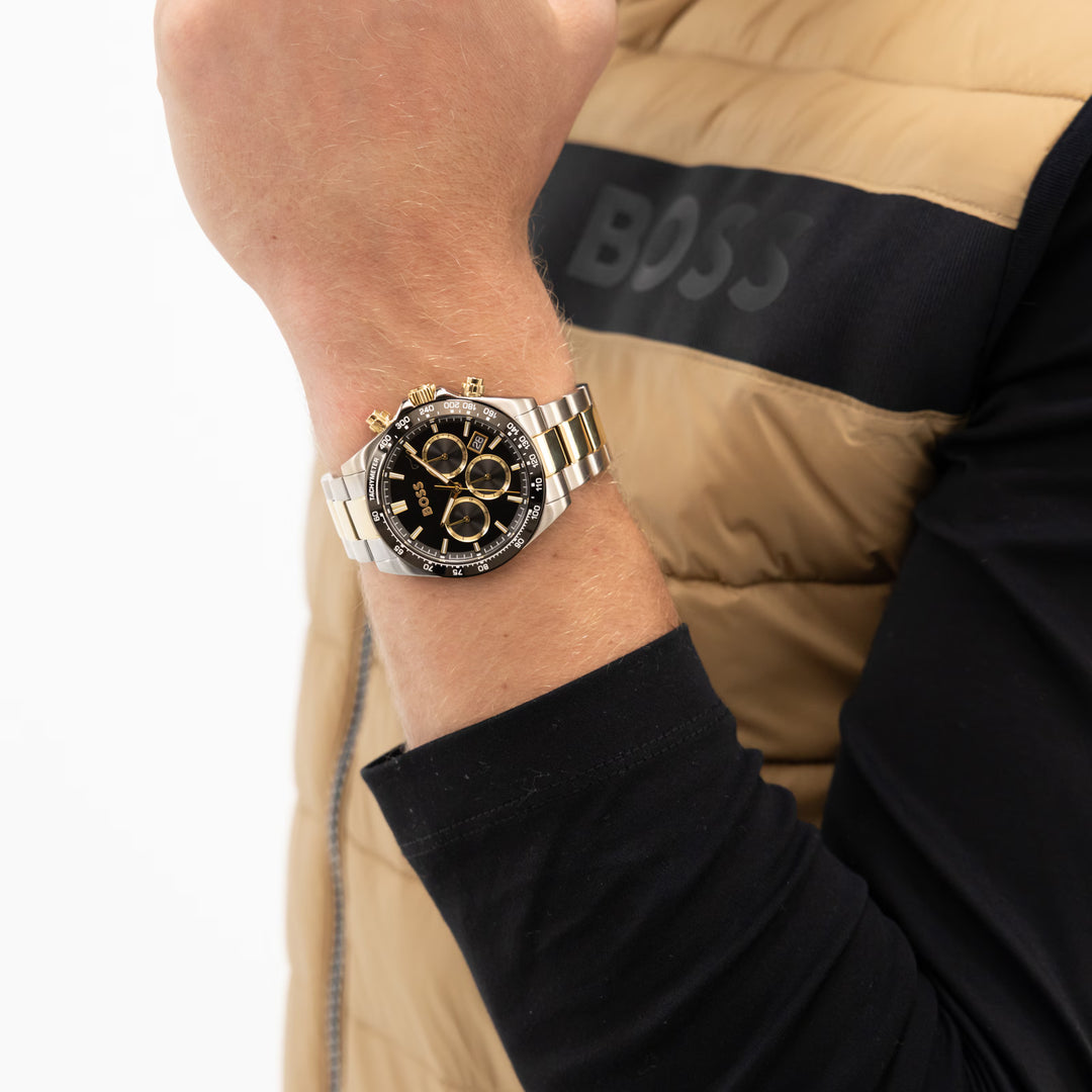 Hugo Boss Silver and Black Hero 2.0 Round Gents Bi Colour Bracelet Watch