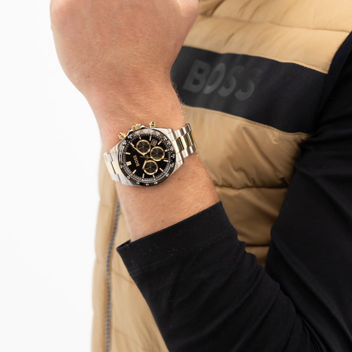 Hugo Boss Silver and Black Hero 2.0 Round Gents Bi Colour Bracelet Watch