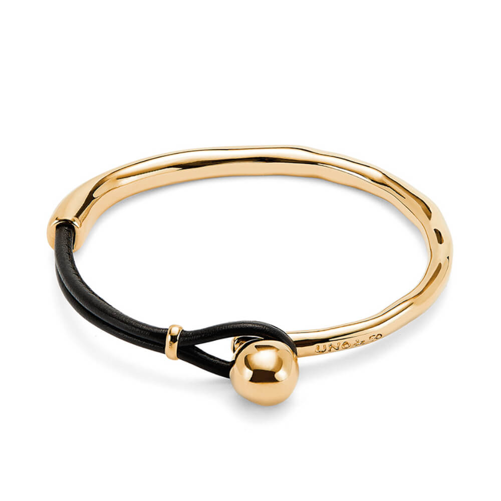 18K Gold-Plated Bracelet with Brown Leather image