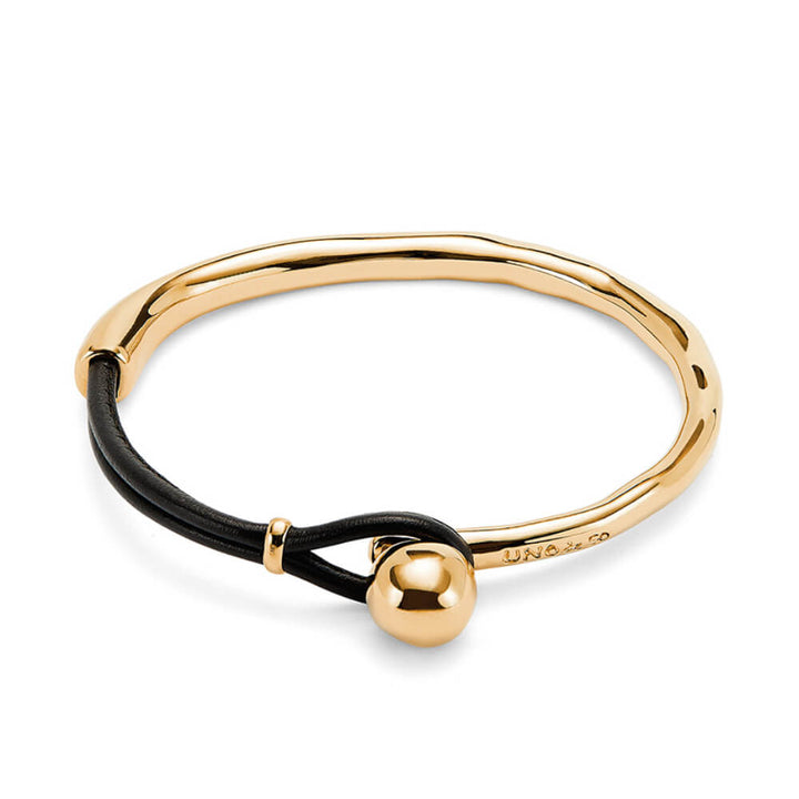 18K Gold-Plated Bracelet with Brown Leather image