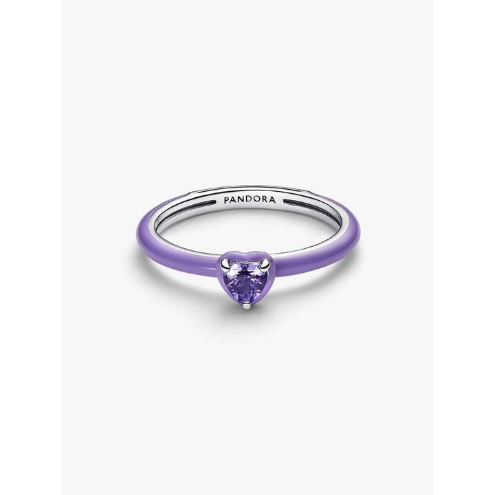 Pandora Silver Purple Enamel Chakra Heart Ring Image 4
