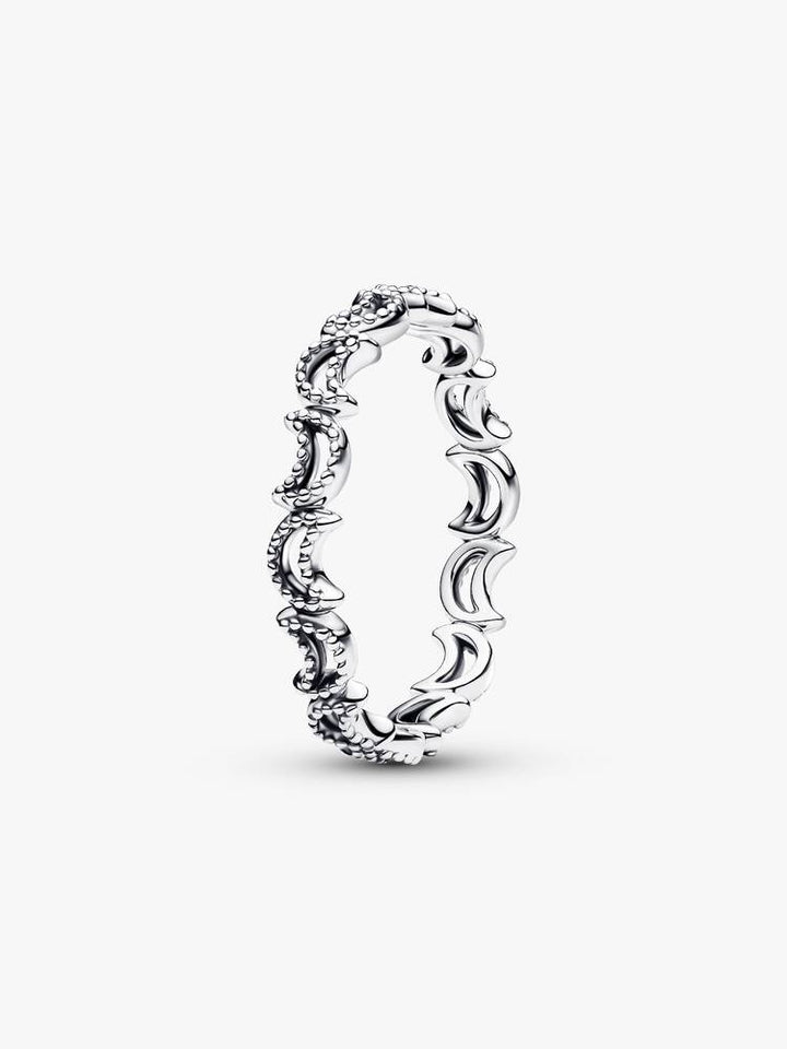 Pandora Silver Crescent Moon Ring